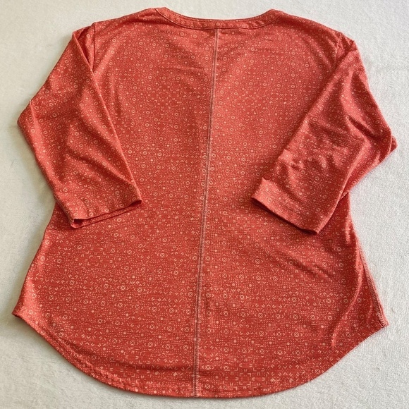 L.L. Bean Streamside Tee, Three-Quarter-Sleeve Splitneck, Coral/Orange Petite XS - Picture 2 of 10